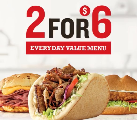 Arby’s 2 for $6 Menu