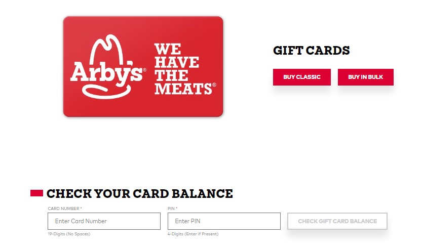 Arby's Gift Card Balance Check
